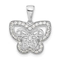 Sterling Silver Rhodium-plated Polished CZ Butterfly Pendant, 20.5 x 17.15 mm