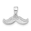 Sterling Silver Rhodium-plated Polished CZ Mustache Pendant, 10.6 x 15.35 mm