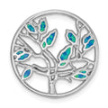 Sterling Silver Rhodium-plated Blue Created Opal Tree Pendant, 22.1 x 22.4 mm