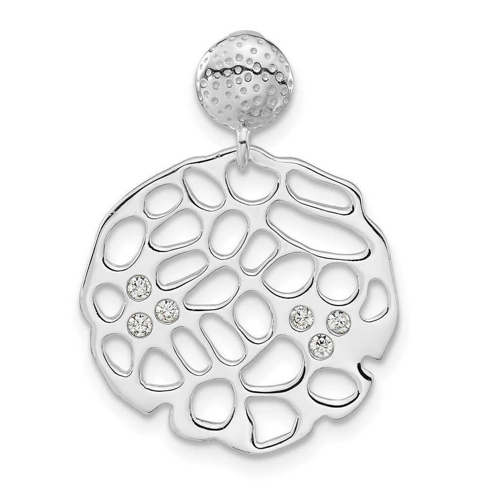 Sterling Silver Polished Fancy CZ Chain Slide Pendant, 26.8 x 19.85 mm