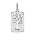 Sterling Silver Rhodium-plated Polished Tree Cut-out Charm, 26.9 x 12.3 mm