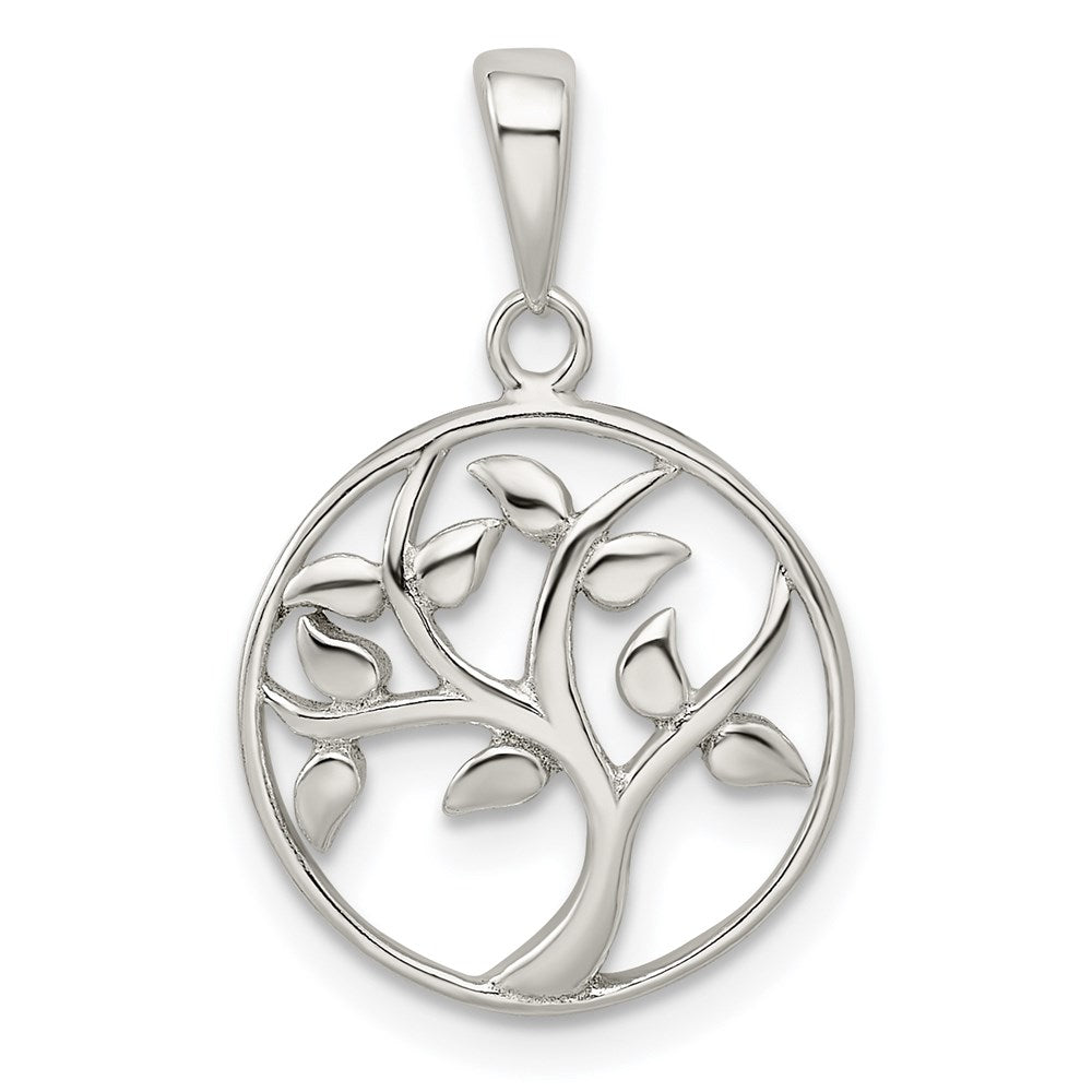 Sterling Silver Polished Tree Pendant, 24 x 15.6 mm