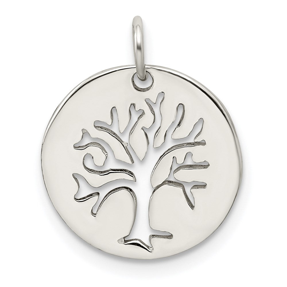 Sterling Silver Polished Tree Cut-out Charm, 19.5 x 15.6 mm