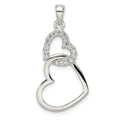 Sterling Silver Polished CZ Double Heart Pendant, 29 x 15 mm