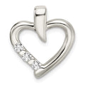 Sterling Silver Polished w/CZ Heart Slide, 20 x 18 mm