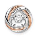 Sterling Silver Platium-plated Rose-tone Vibrant CZ Chain Slide, 13 x 13 mm