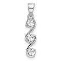 Sterling Silver Rhodium-plated Swirl 3-stone CZ Pendant, 23 x 4 mm
