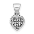 Sterling Silver Rhodium-plated CZ Polished Heart Pendant, 12 x 7 mm