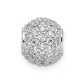 Sterling Silver Rhodium-plated CZ Bead Pendant, 8 x 8 mm