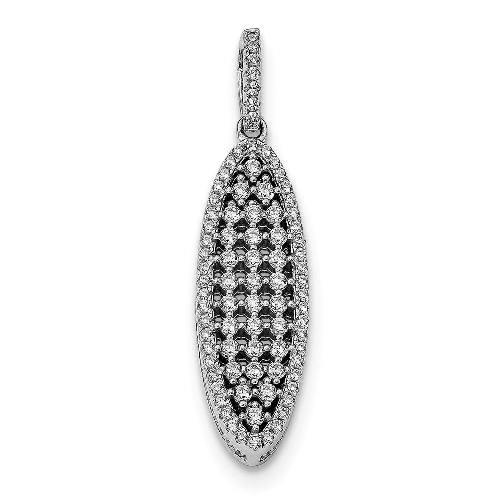 Pure Fire Sterling Silver Rhodium-plated CZ Pendant, 36 x 10 mm