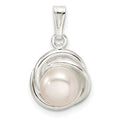 Sterling Silver Polished Synthetic Pearl Pendant, 17 x 12 mm