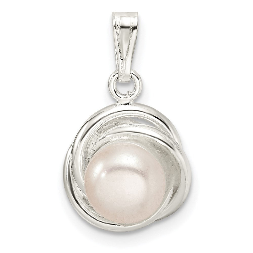 Sterling Silver Polished Synthetic Pearl Pendant, 17 x 12 mm