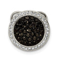 Sterling Silver Black and White Crystal Circle Chain Slide, 15 x 15 mm