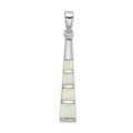 Sterling Silver Rhodium-plated White Created Opal Bar Pendant, 41 x 6 mm
