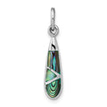 Sterling Silver Rhodium-plated Abalone Teardrop Pendant, 25 x 5 mm