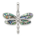 Sterling Silver Abalone Dragonfly Pendant, 33.5 x 29 mm