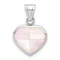 Sterling Silver White Shell Heart Pendant, 24.75 x 16.5 mm