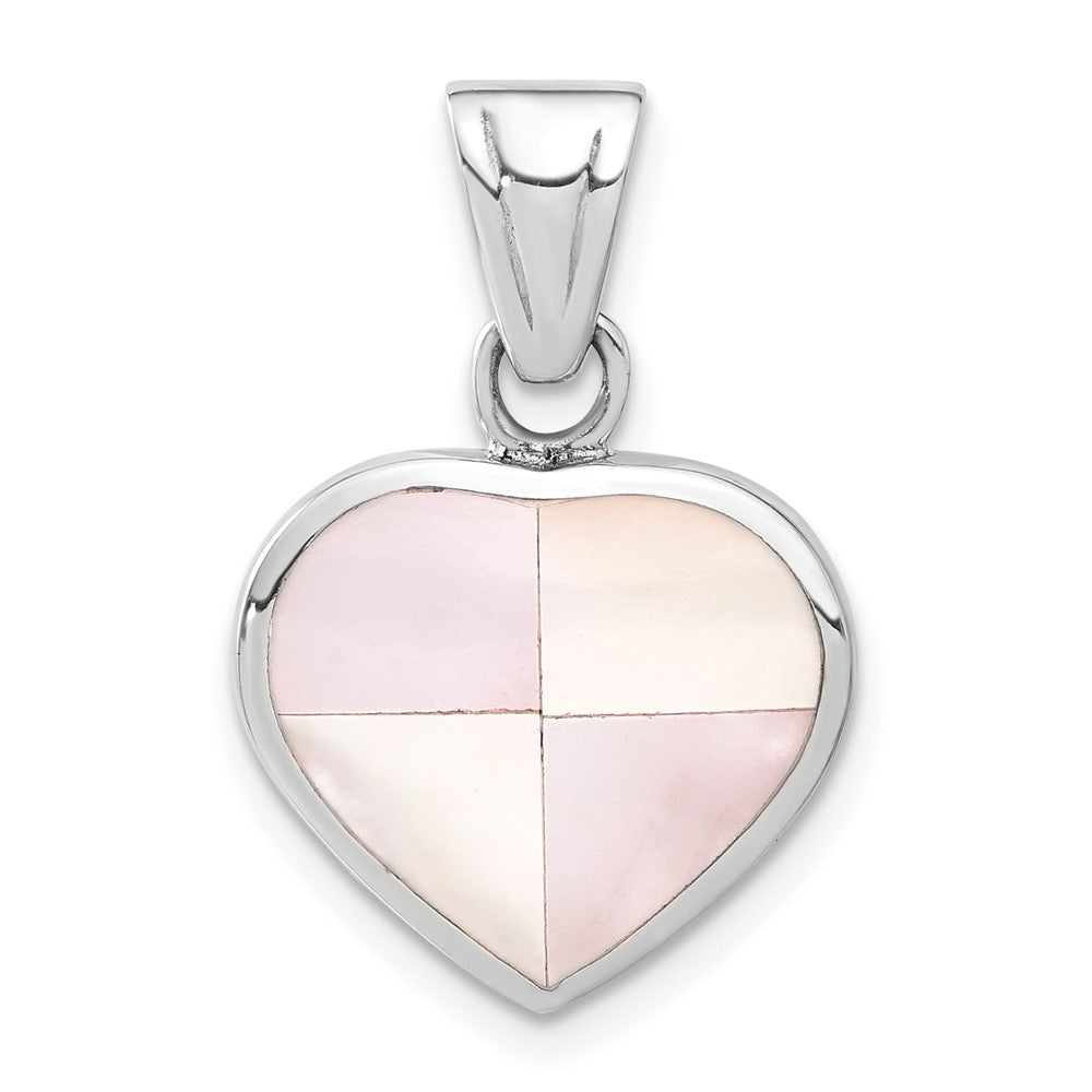 Sterling Silver White Shell Heart Pendant, 24.75 x 16.5 mm