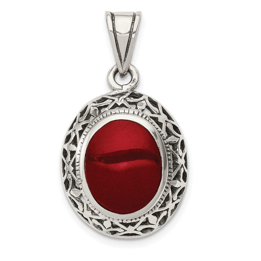 Sterling Silver Carnelian Pendant, 34 x 18 mm