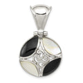 Sterling Silver Black Onyx & Mother Of Pearl Pendant, 34 x 22 mm