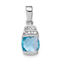 Sterling Silver Rhodium-plated Blue CZ Pendant, 22 x 8 mm