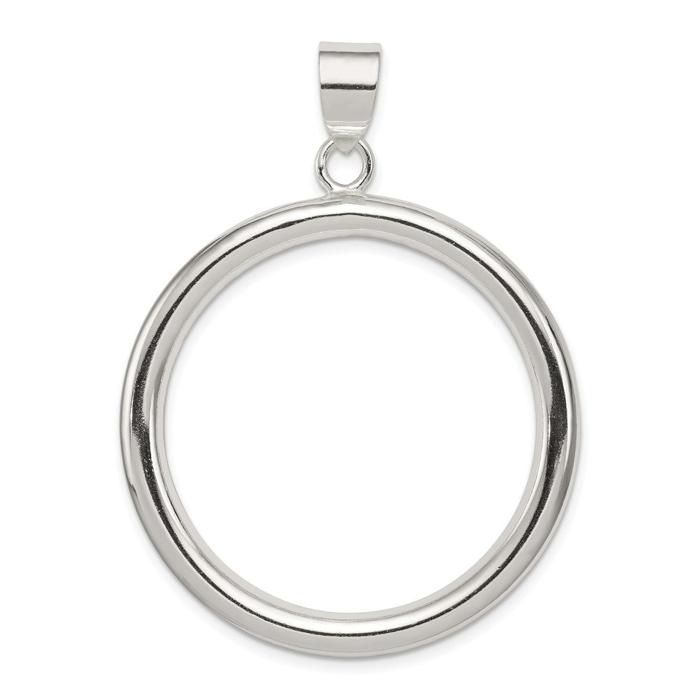 Sterling Silver Rhodium-plated Circle Pendant, 51 x 38 mm