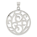 Sterling Silver Fancy Round Pendant, 51 x 40 mm