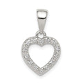 Sterling Silver Rhodium-plated CZ Heart Shape Pendant, 21 x 12 mm