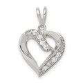 Sterling Silver CZ Heart Pendant, 24 x 16 mm