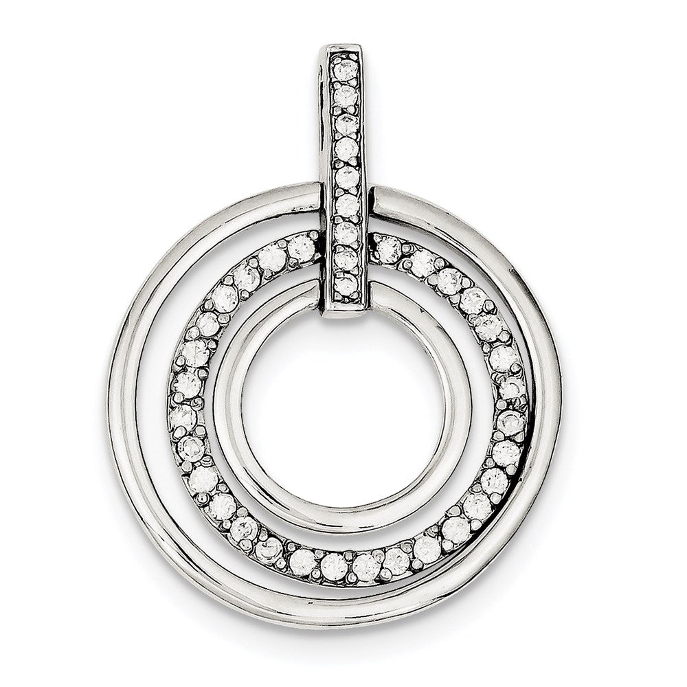 Sterling Silver CZ Fancy Pendant, 39 x 30 mm
