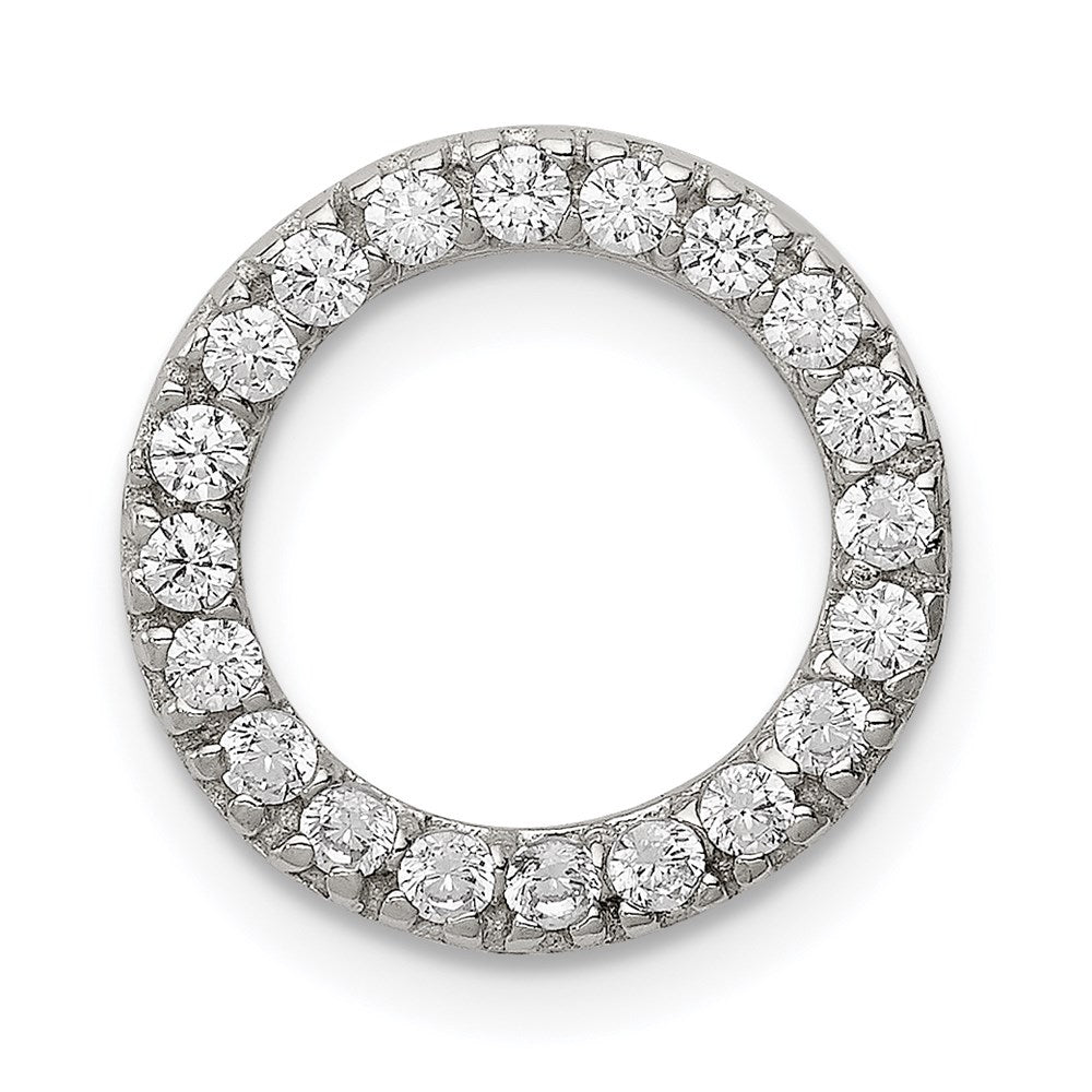Sterling Silver Rhodium-plated CZ Round Pendant, 15 x 15 mm