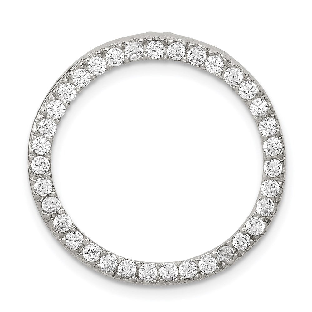 Sterling Silver Rhodium-plated CZ Round Pendant, 24 x 24 mm