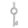 Sterling Silver CZ Key Pendant, 32.5 x 9.7 mm