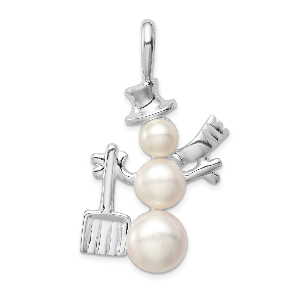 Sterling Silver FW Cultured Pearl Snowman Pendant, 32 x 25 mm