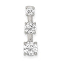 Sterling Silver Rhodium-plated 3-stone CZ Pendant, 19 x 5 mm