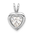 Sterling Silver CZ Heart Pendant, 17.8 x 11.4 mm