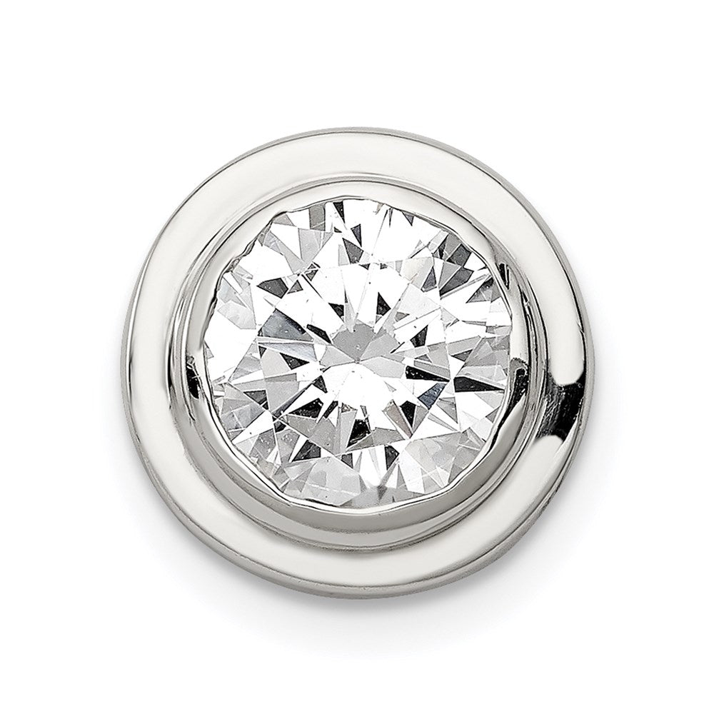 Sterling Silver 8mm CZ Round Slide, 12 x 12 mm