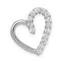 Sterling Silver Rhodium-plated CZ Heart Pendant, 19 x 15 mm