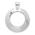 Sterling Silver Rhodium-plated Hammered Circle Pendant, 37 x 31 mm