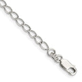 Sterling Silver 3mm Half Round Wire Open Curb Chain Anklet, 10 x 3 mm