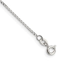 Sterling Silver 1mm Open Elongated Link Curb Chain Anklet, 9 x 1 mm