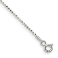Sterling Silver 1.05mm Square Fancy Beaded Chain Anklet, 9 x 1.05 mm