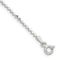 Sterling Silver 1.15mm Square Fancy Beaded Chain Anklet, 9 x 1.15 mm