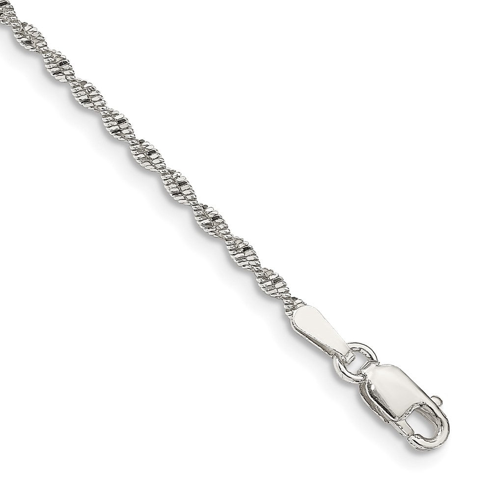 Sterling Silver 1.65mm Twisted Herringbone Chain, 7 x 1.65 mm