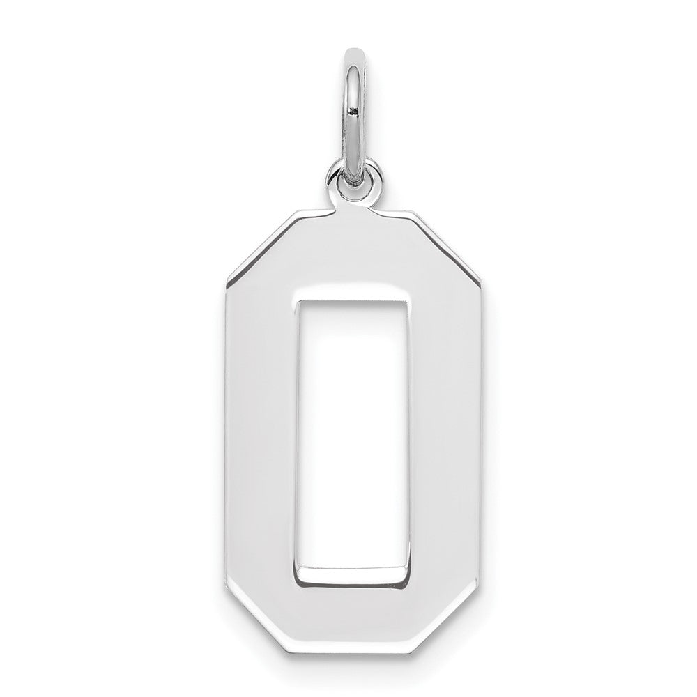 Sterling Silver/Rhodium-plated Polished Number 0 Charm, 24 x 10 mm