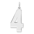 Sterling Silver/Rhodium-plated Polished Number 4 Charm, 24 x 10 mm