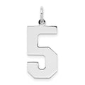 Sterling Silver/Rhodium-plated Polished Number 5 Charm, 24 x 10 mm