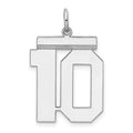 Sterling Silver/Rhodium-plated Polished Number 10 Charm, 24 x 20 mm