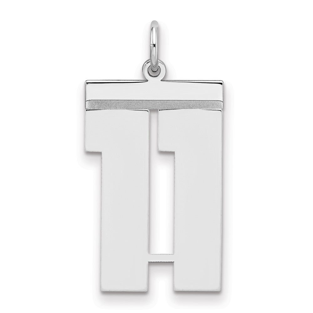 Sterling Silver/Rhodium-plated Polished Number 11 Charm, 24 x 20 mm