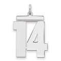 Sterling Silver/Rhodium-plated Polished Number 14 Charm, 24 x 20 mm